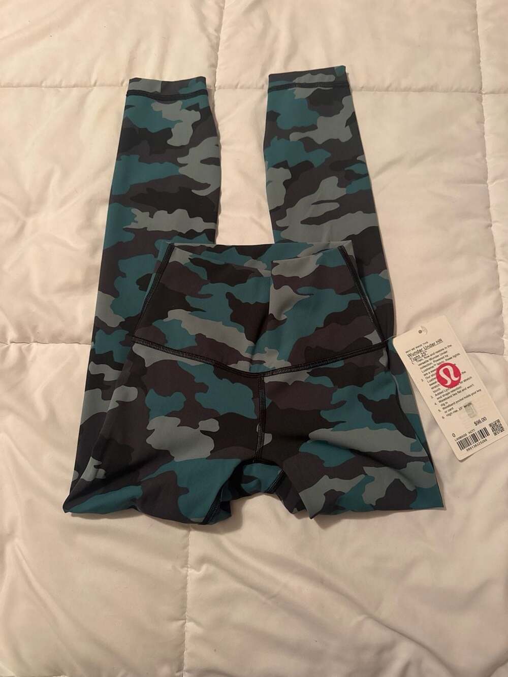 Lulu Wunder Under High-Rise Tight 25" Camo Tidewater atleisure performance Teal